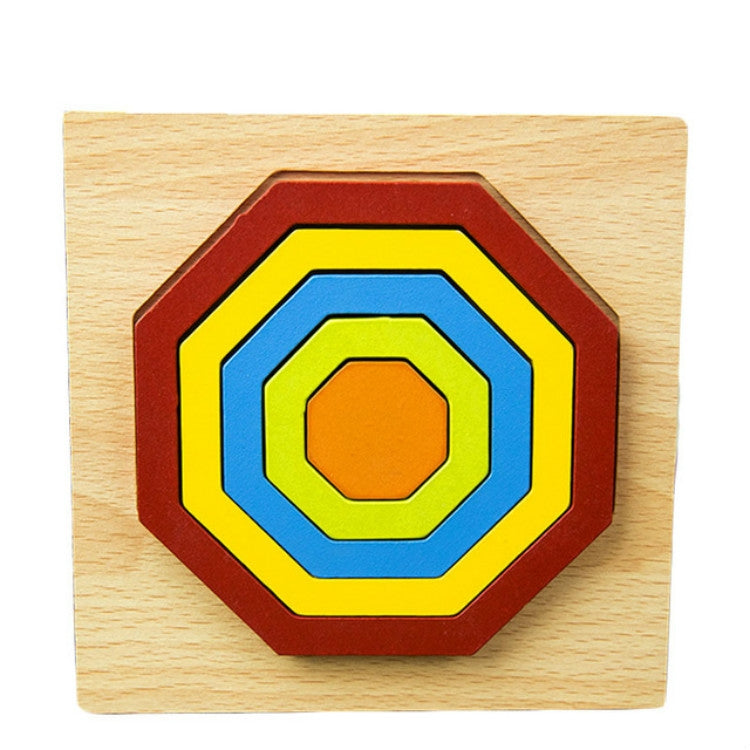 DIY Creative 3D Wooden Puzzle Geometry Shape Puzzle Children Educational Toys, Flower, Square, Oval, Polygon, Quadrilateral, Gear Shape, Round, Hexagon, Triangle, Pentagram