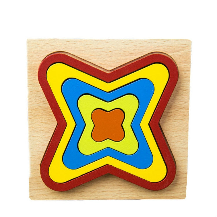 DIY Creative 3D Wooden Puzzle Geometry Shape Puzzle Children Educational Toys, Flower, Square, Oval, Polygon, Quadrilateral, Gear Shape, Round, Hexagon, Triangle, Pentagram