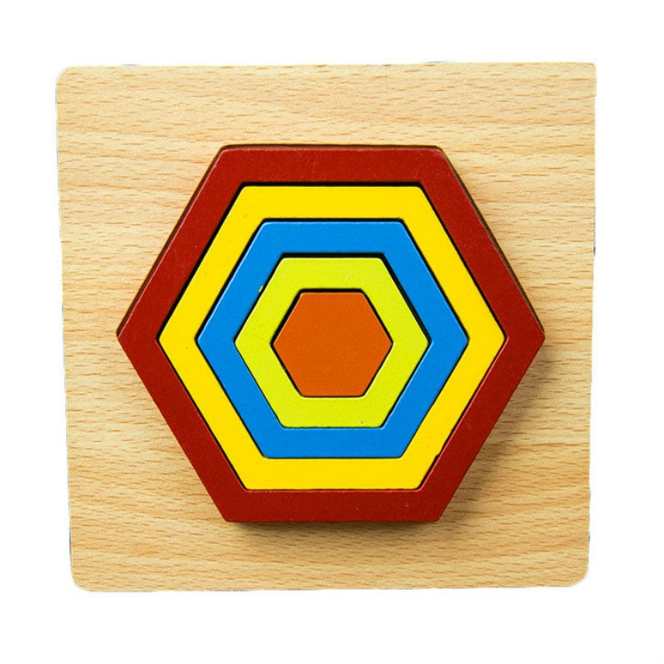 DIY Creative 3D Wooden Puzzle Geometry Shape Puzzle Children Educational Toys, Flower, Square, Oval, Polygon, Quadrilateral, Gear Shape, Round, Hexagon, Triangle, Pentagram