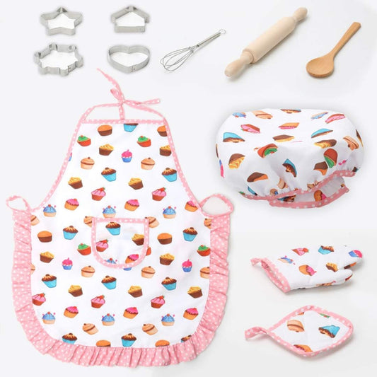 Ensemble de 11 pièces de cuisine et de pâtisserie pour enfants, costume de chef, jeu de rôle, tablier, chapeau, gants pour enfants, ensemble de chef de 11 pièces