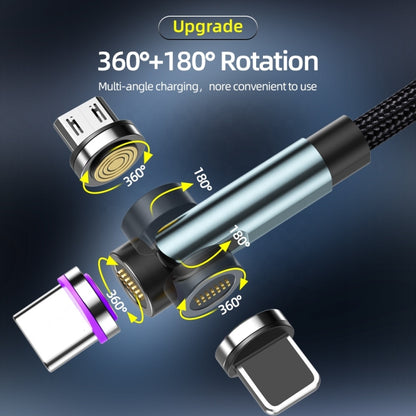 CC57 Câble de Données à Charge Rapide Magnétique Rotatif à 540 Degrés, 1m + 8 Broches + Type-C/USB-C + Micro USB + Rouge, 1m + Type-C/USB-C + Micro USB + Noir, 2m + Type-C/USB-C + Micro USB + Rouge, 2m + Type-C/USB-C + Micro USB + Noir