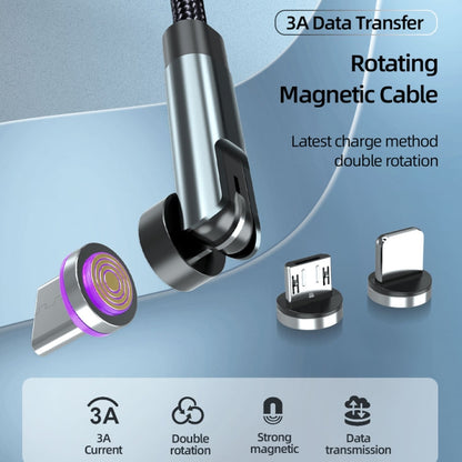 CC57 Câble de Données à Charge Rapide Magnétique Rotatif à 540 Degrés, 1m + 8 Broches + Type-C/USB-C + Micro USB + Rouge, 1m + Type-C/USB-C + Micro USB + Noir, 2m + Type-C/USB-C + Micro USB + Rouge, 2m + Type-C/USB-C + Micro USB + Noir