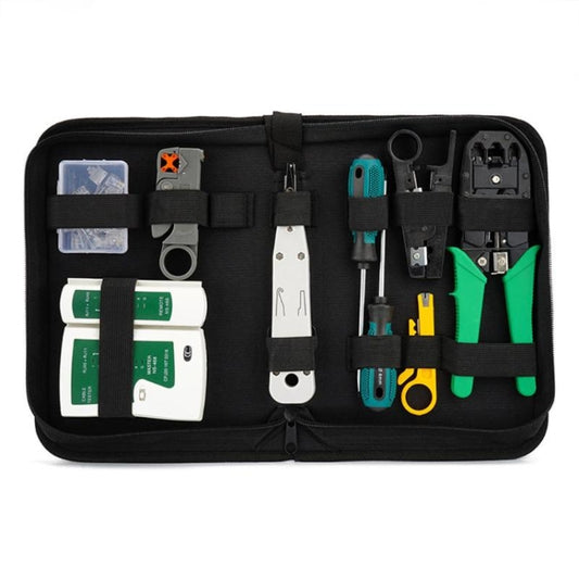 Three-purpose Network Cable Clamp Tester Hand Tool Set Home Network Repair Kit, 12 in 1