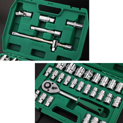 TUOSEN 32 In 1 Sleeve Combination Tool Auto Repair Tool Casing Wrench Set, Mirror, Green Belt