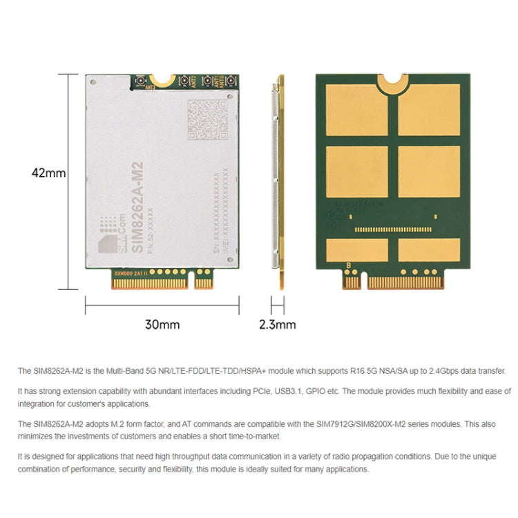 Waveshare SIM8262A-M2 SIMCom Original 5G Module, Interface M.2, 24162