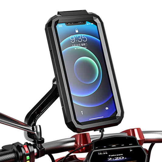 Support de téléphone à écran tactile étanche Kewig pour rétroviseur de vélo et moto, installation sur petit rétroviseur, installation sur grand rétroviseur