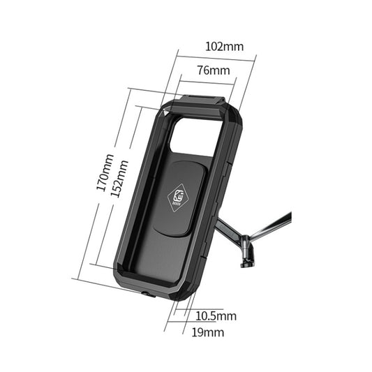 Support de téléphone à écran tactile étanche Kewig pour rétroviseur de vélo et moto, installation sur petit rétroviseur, installation sur grand rétroviseur