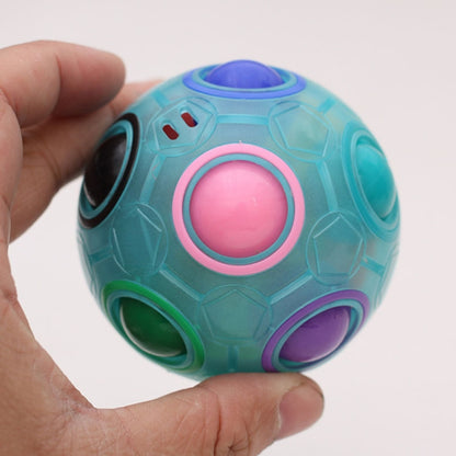 Magic Rainbow Ball Édition Lumineuse Entraînement Coordination Main Cerveau Cube Amusant Jouet pour Enfants, (Bleu Lumineux), (Vert Lumineux)