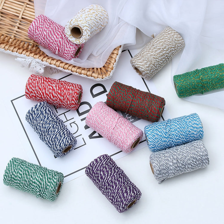 Two-color Cotton Thread Handmade DIY Drawstring Gift Box Packing Rope, 2mm Thick (100m / Roll)
