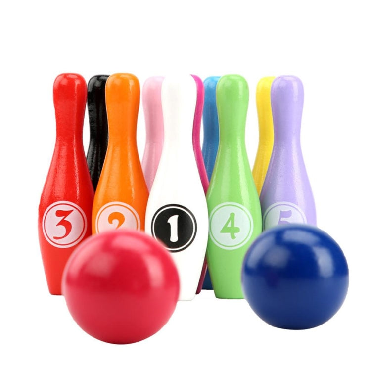 Jouets interactifs parent-enfant éducatifs en bois de dessin animé de bowling numérique, jouets de sport de plein air
