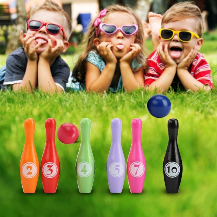 Jouets interactifs parent-enfant éducatifs en bois de dessin animé de bowling numérique, jouets de sport de plein air