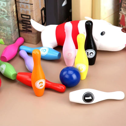 Jouets interactifs parent-enfant éducatifs en bois de dessin animé de bowling numérique, jouets de sport de plein air