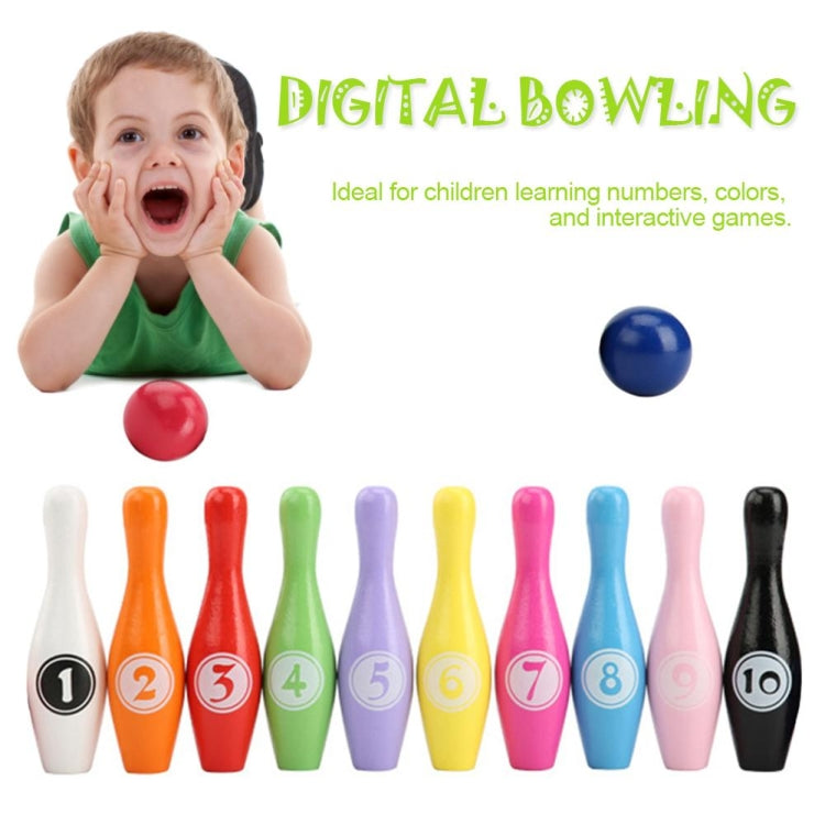 Jouets interactifs parent-enfant éducatifs en bois de dessin animé de bowling numérique, jouets de sport de plein air