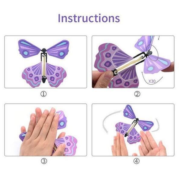 Jouet Papillon Volant Nouveauté Magique Accessoires Magiques, Bleu, Jaune + Bleu, Violet, Bleu + Violet