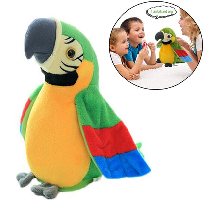 Plush Toy Parrots Recording Talking Parrots Will Twist the Fan Wings Children Toys, Height 18cm