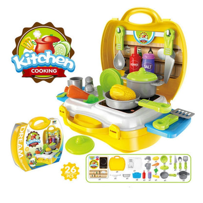 Children Simulation Kitchen Tableware Tool Set Cosmetics Pretend Play House Suitcase Toy, Medical, Kitchen, Supermaket, Tools, Makeup