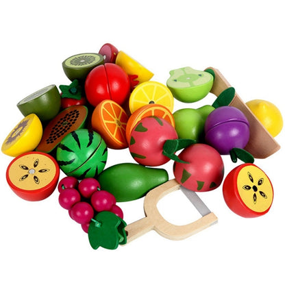 Children Wooden Magnetic Cut fruit and Vegetables Baby Cut Music Play House Kitchen Toys, YLB-14 PCS Vegetable Basket, YLB-12 PCS Fruit Basket