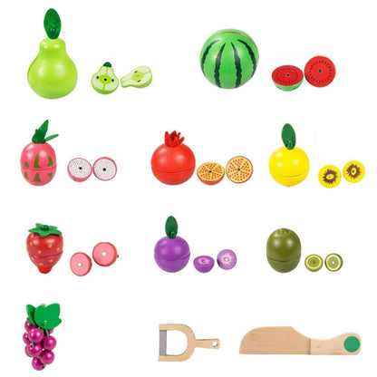 Children Wooden Magnetic Cut fruit and Vegetables Baby Cut Music Play House Kitchen Toys, YLB-14 PCS Vegetable Basket, YLB-12 PCS Fruit Basket