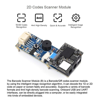 Module de scanner de codes 2D Waveshare, prend en charge la lecture de codes-barres haute densité 4mil, 23962, 23962