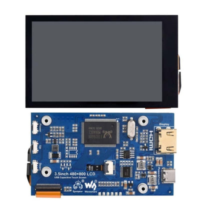 Écran LCD tactile capacitif IPS Waveshare 3,5 pouces 480x800 pour Raspberry Pi, interface HDMI, 3,5 pouces