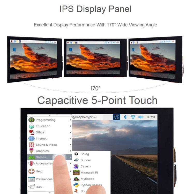 Écran LCD tactile capacitif IPS Waveshare 3,5 pouces 480x800 pour Raspberry Pi, interface HDMI, 3,5 pouces
