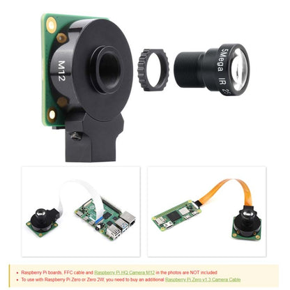 Waveshare WS0202505 For Raspberry Pi M12 Camera Lens ,5MP, 25mm Focal Length,Large Aperture,24054, 24054
