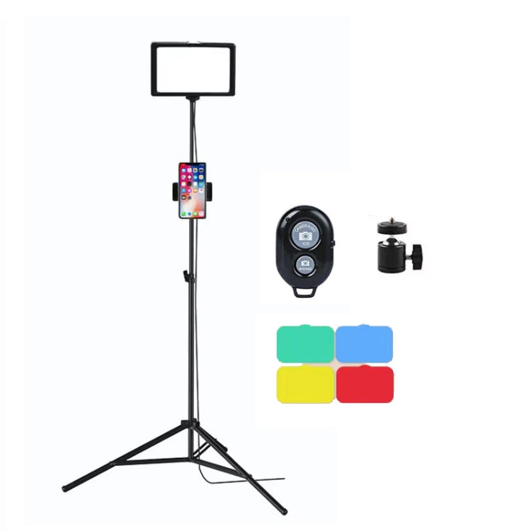 6 Inch 3200-5500K Three-color Temperature Photography Flat-panel Live Fill Light,Spec:, Only Light, Small Tripod, 30cm Bracket, 42CM Bracket, 0.5m Bracket, 0.5m Bracket +Bluetooth RC, 2.1m Bracket, 2.1m Bracket+Bluetooth RC, Overhead Bracket
