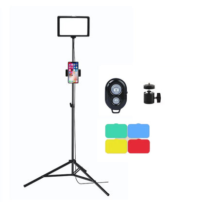 6 Inch 3200-5500K Three-color Temperature Photography Flat-panel Live Fill Light,Spec:, Only Light, Small Tripod, 30cm Bracket, 42CM Bracket, 0.5m Bracket, 0.5m Bracket +Bluetooth RC, 2.1m Bracket, 2.1m Bracket+Bluetooth RC, Overhead Bracket