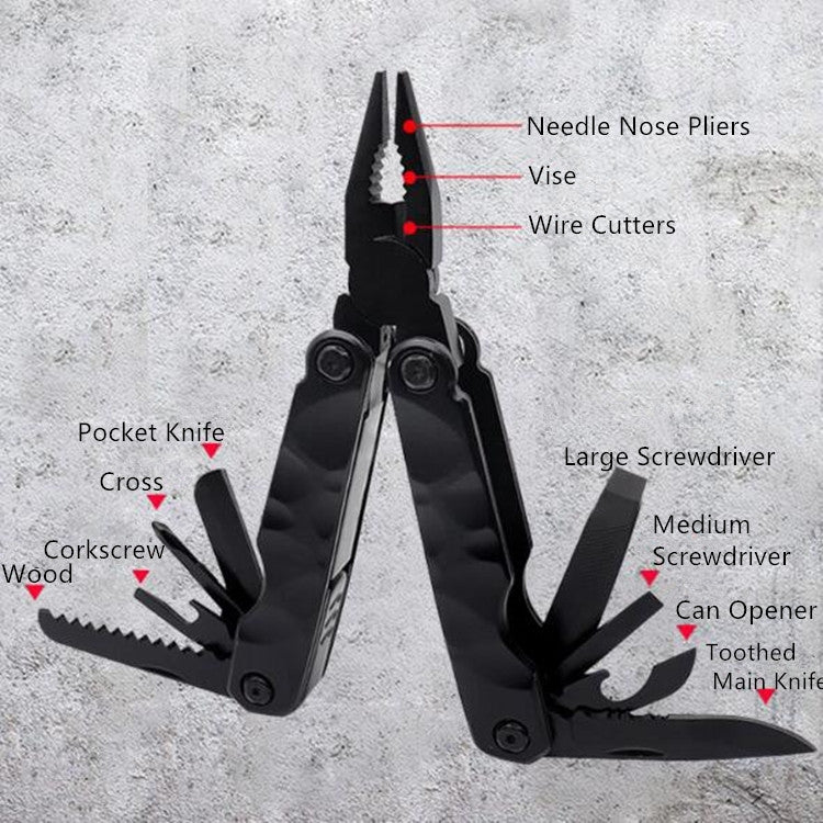 Outil de survie de camping extérieur 15 en 1 Pince de poche multifonctionnelle pliable, 10 en 1, 11 en 1