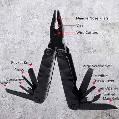 Outil de survie de camping extérieur 15 en 1 Pince de poche multifonctionnelle pliable, 10 en 1, 11 en 1