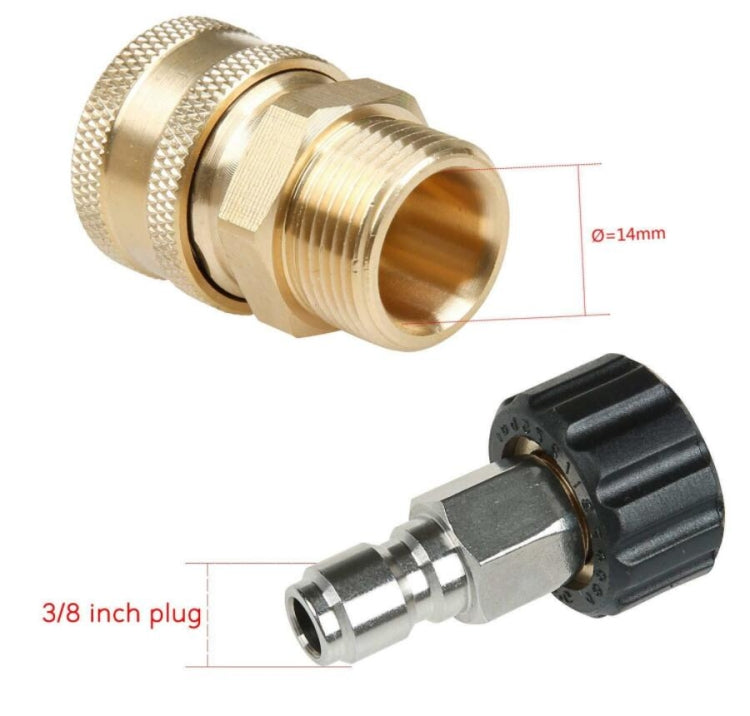 Pressure Washer Accessories Quick Connect Car Wash Water Hose Quick Connection, 14-3/8 Male + 15-3/8 Female, 15-3/8 Male + 15-3/8 Female, 15-3/8 Male + 14-3/8 Female