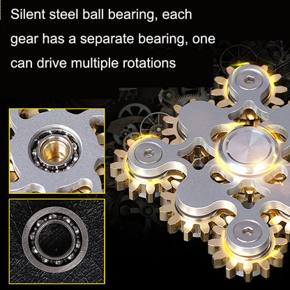 Nine Pure Copper Gear Linkage EDC Fidget Spinner Decompression Toy, Nine Gear(Black), Nine Gear(Silver)