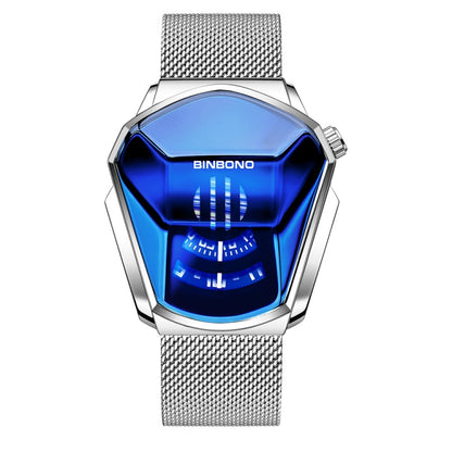 BINBOND Locomotive Concept Watch Men Live Black Technology Watch, Gold Net Belt Full Gold Blue Face, Gold Net Belt Full Gold Gold Face, Black Net Belt Black Steel Blue Face, Black Net Belt Black Steel White Face, White Net Belt White Steel Blue Face   ...