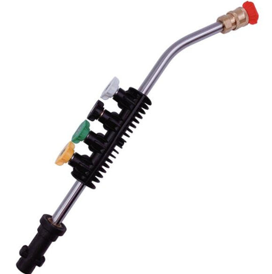 High Pressure Car Wash Water Gun 1/4 Quick Plug Interface Fan Shaped Five Color Nozzle  Stainless Steel Elbow Extension Rod, High Pressure Spray Gun Kit