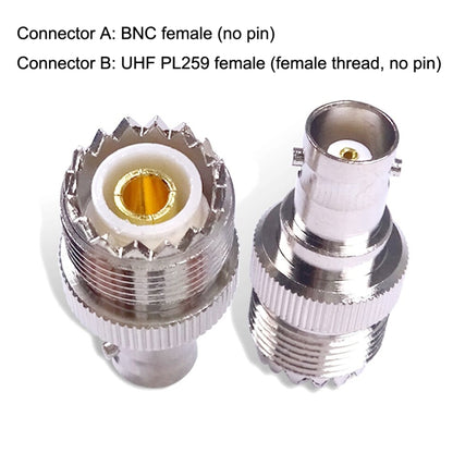 BNC Female Jack To UHF PL-259 Female Straight Type RF Coax Adapter Connector, BNC Female To UHF Female