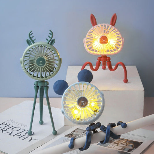 Mini ventilateur de nuit pieuvre pour enfants, poussette mignonne, ventilateur portable rechargeable USB, livraison couleur style aléatoire