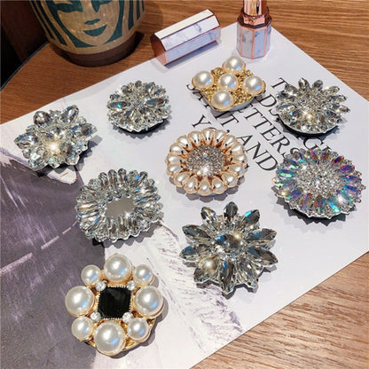 2 PCS Lazy Man Live Shooting Mobile Phone Rotating Ring Buckle Holder, Big Diamond, Small Diamond, Colorful Full Diamond, Square, Satellite Long Diamond, Flower Long Diamond, Full of Pearls, Round Pearl, Five Pearl