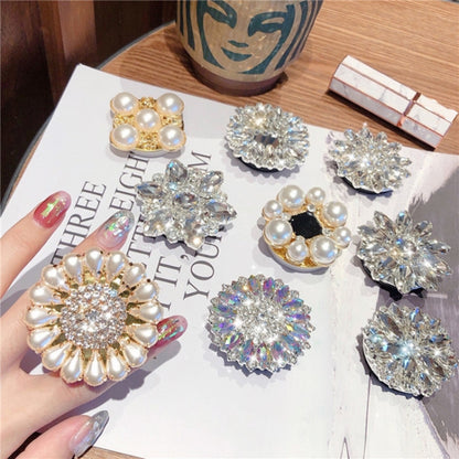 2 PCS Lazy Man Live Shooting Mobile Phone Rotating Ring Buckle Holder, Big Diamond, Small Diamond, Colorful Full Diamond, Square, Satellite Long Diamond, Flower Long Diamond, Full of Pearls, Round Pearl, Five Pearl