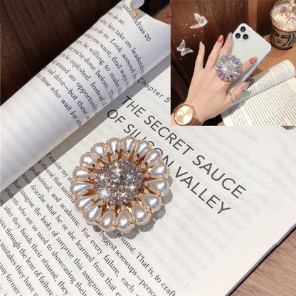 2 PCS Lazy Man Live Shooting Mobile Phone Rotating Ring Buckle Holder, Big Diamond, Small Diamond, Colorful Full Diamond, Square, Satellite Long Diamond, Flower Long Diamond, Full of Pearls, Round Pearl, Five Pearl
