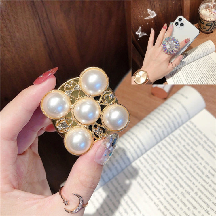 2 PCS Lazy Man Live Shooting Mobile Phone Rotating Ring Buckle Holder, Big Diamond, Small Diamond, Colorful Full Diamond, Square, Satellite Long Diamond, Flower Long Diamond, Full of Pearls, Round Pearl, Five Pearl