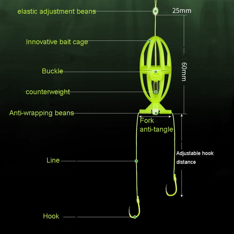 Double Hooks ISEAMA Explosive Hook Bighead Carp Feeder for Hand Rod & Throwing Rod, Size: 6, 8, 10, 12, 14