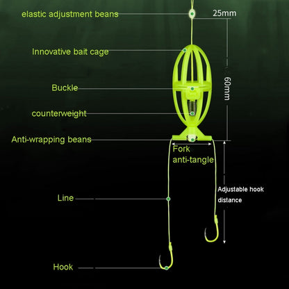 Double Hooks ISEAMA Explosive Hook Bighead Carp Feeder for Hand Rod & Throwing Rod, Size: 6, 8, 10, 12, 14
