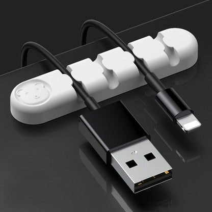 5 PCS 4 Holes Bear Silicone Desktop Data Cable Organizing And Fixing Device, 4 Holes