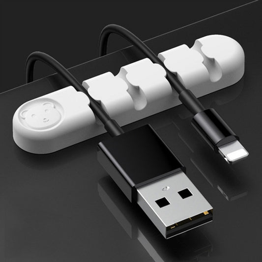 5 PCS 4 Holes Bear Silicone Desktop Data Cable Organizing And Fixing Device, 4 Holes