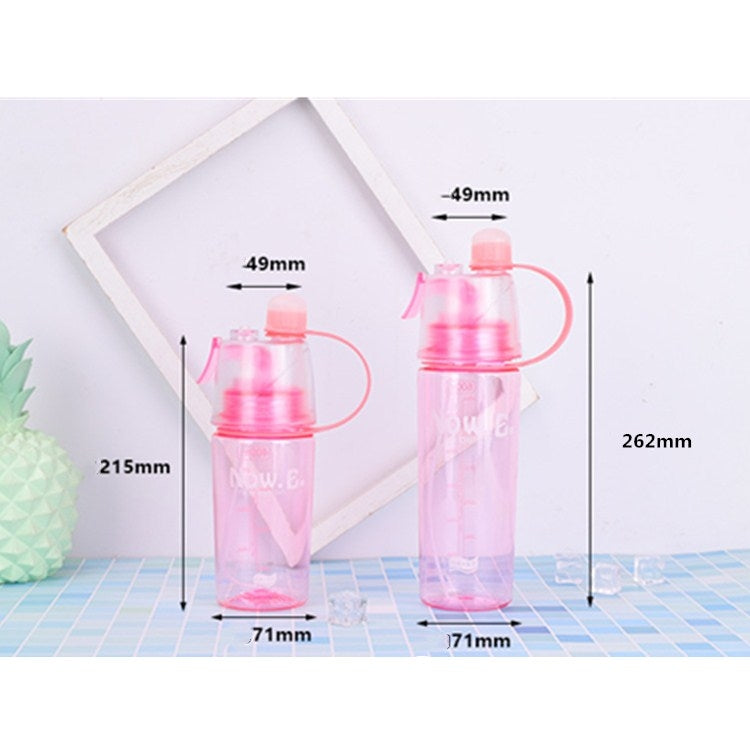 Bouteille d'eau créative en spray, bouteille de sport portable avec couvercle, tasse en plastique pour l'été, hydratation et beauté, 600 ml, 400 ml