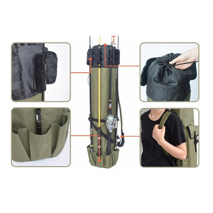 Multifunktionale Angelruten-Tasche, Angelgeräte-Tasche, Angelzubehör, Größe: 123x34cm, Multifunktionale Angelgeräte-Tasche, Angelruten-Tasche