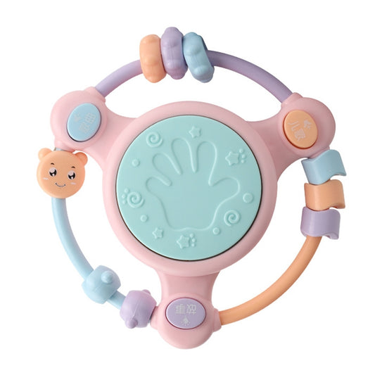 Tambourin musical multifonction pour bébé, jouet d'éveil et de réflexion, rose et bleu