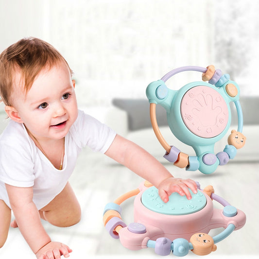 Tambourin musical multifonction pour bébé, jouet d'éveil et de réflexion, rose et bleu