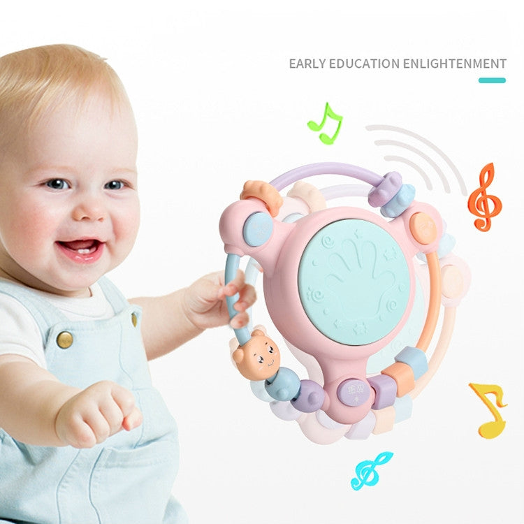 Bébé Musique Tambour à Main Multifonction Éveil Puzzle Hochets Jouet, Rose, Bleu