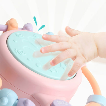 Bébé Musique Tambour à Main Multifonction Éveil Puzzle Hochets Jouet, Rose, Bleu